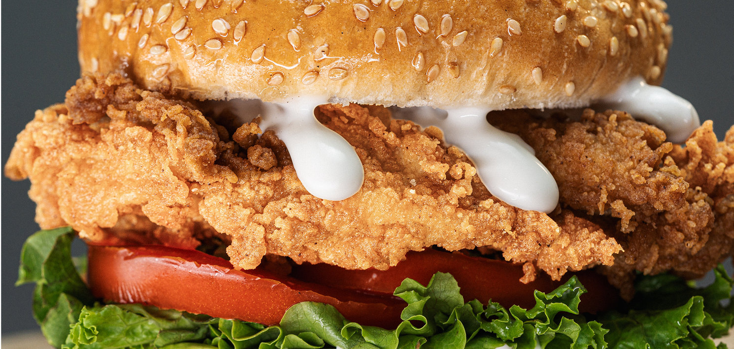 Crispy chicken burger background